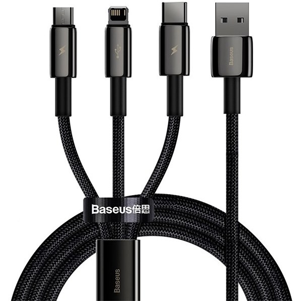 کابل تبدیل 1.5 متری USB به Lightning/Micro USB/Type-C باسئوس CAMLTWJ-01